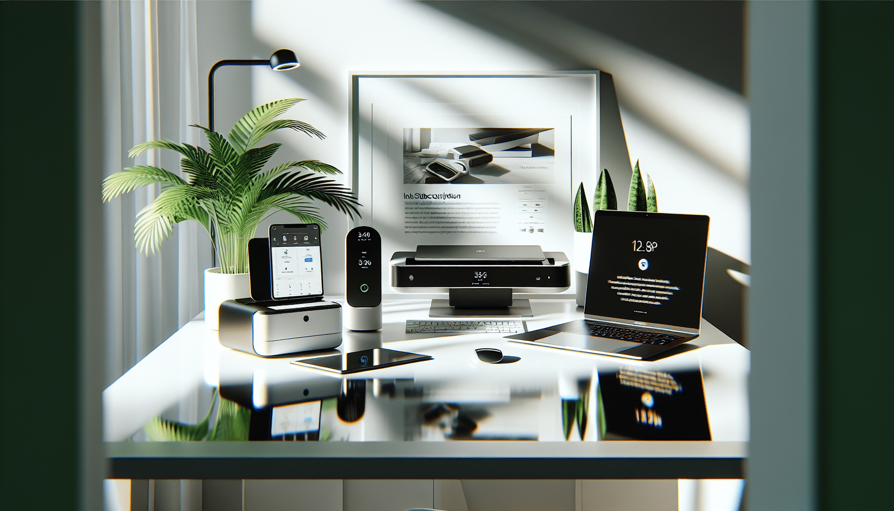 Modern home office with sleek HP printer setup