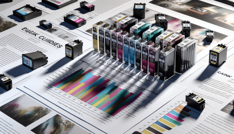 HP ink cartridges with usage scenarios and yield chart