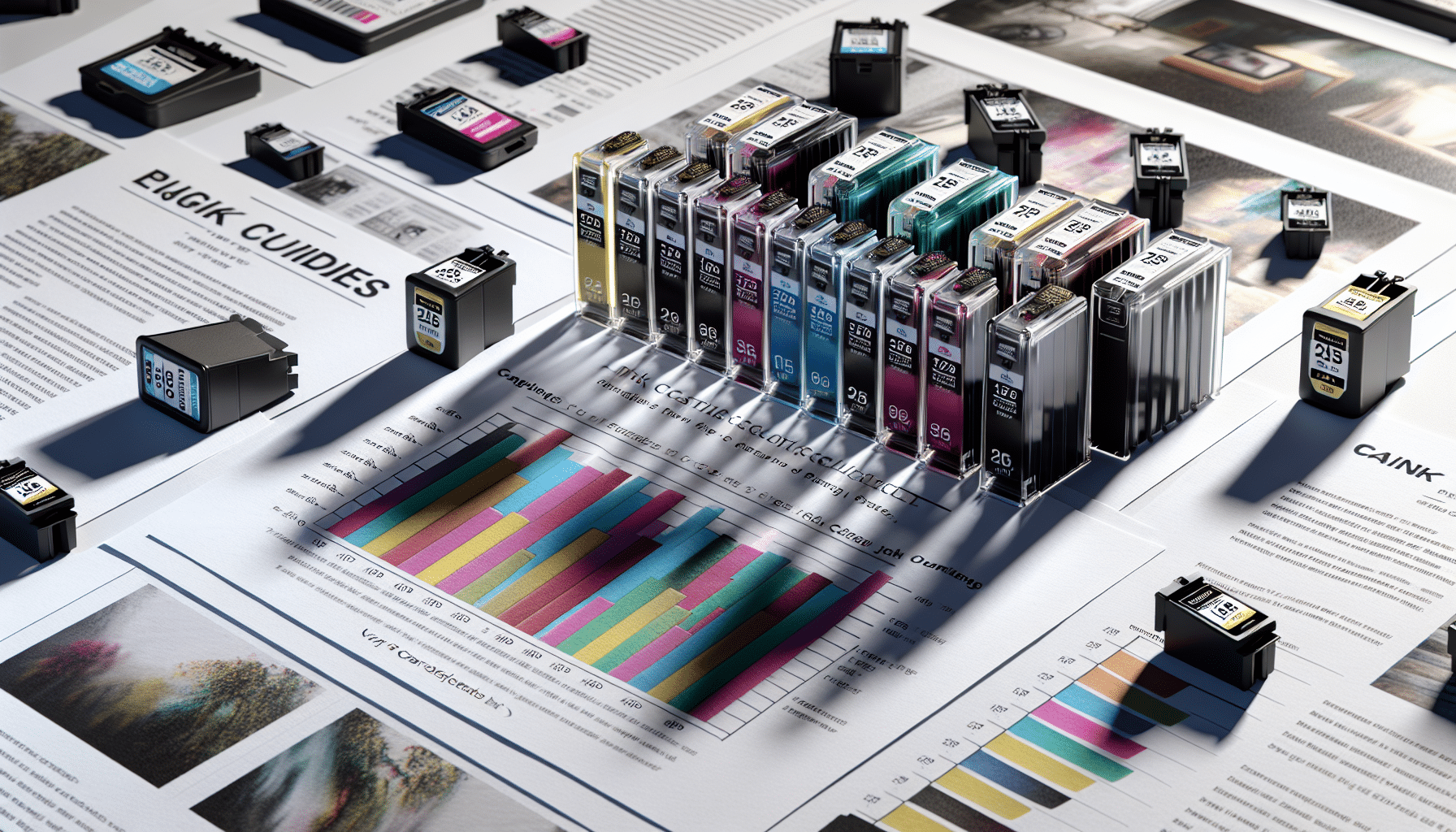 HP ink cartridges with usage scenarios and yield chart