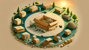 Illustration depicting lifecycle and recycling of cardboard box