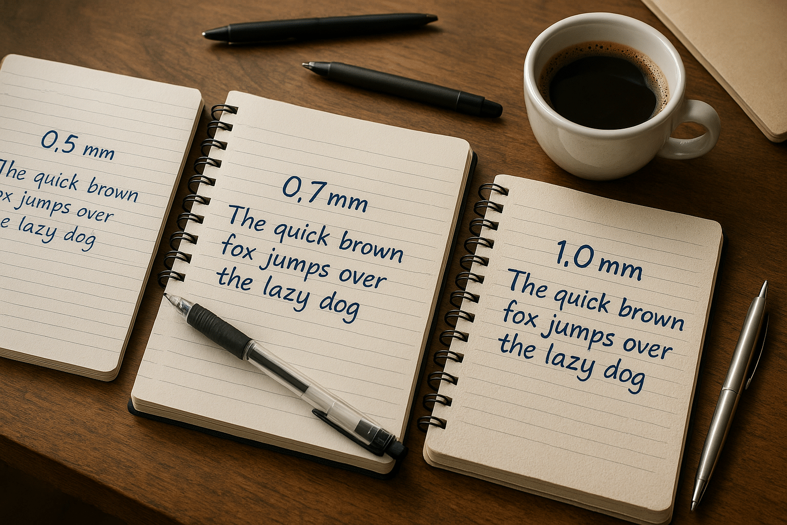 Comparative handwriting samples on diverse paper types