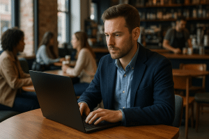 Ensuring privacy while working in a bustling caf