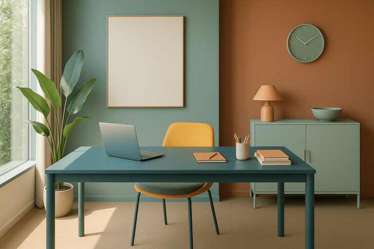 Modern office design showcasing trending colors of 2026