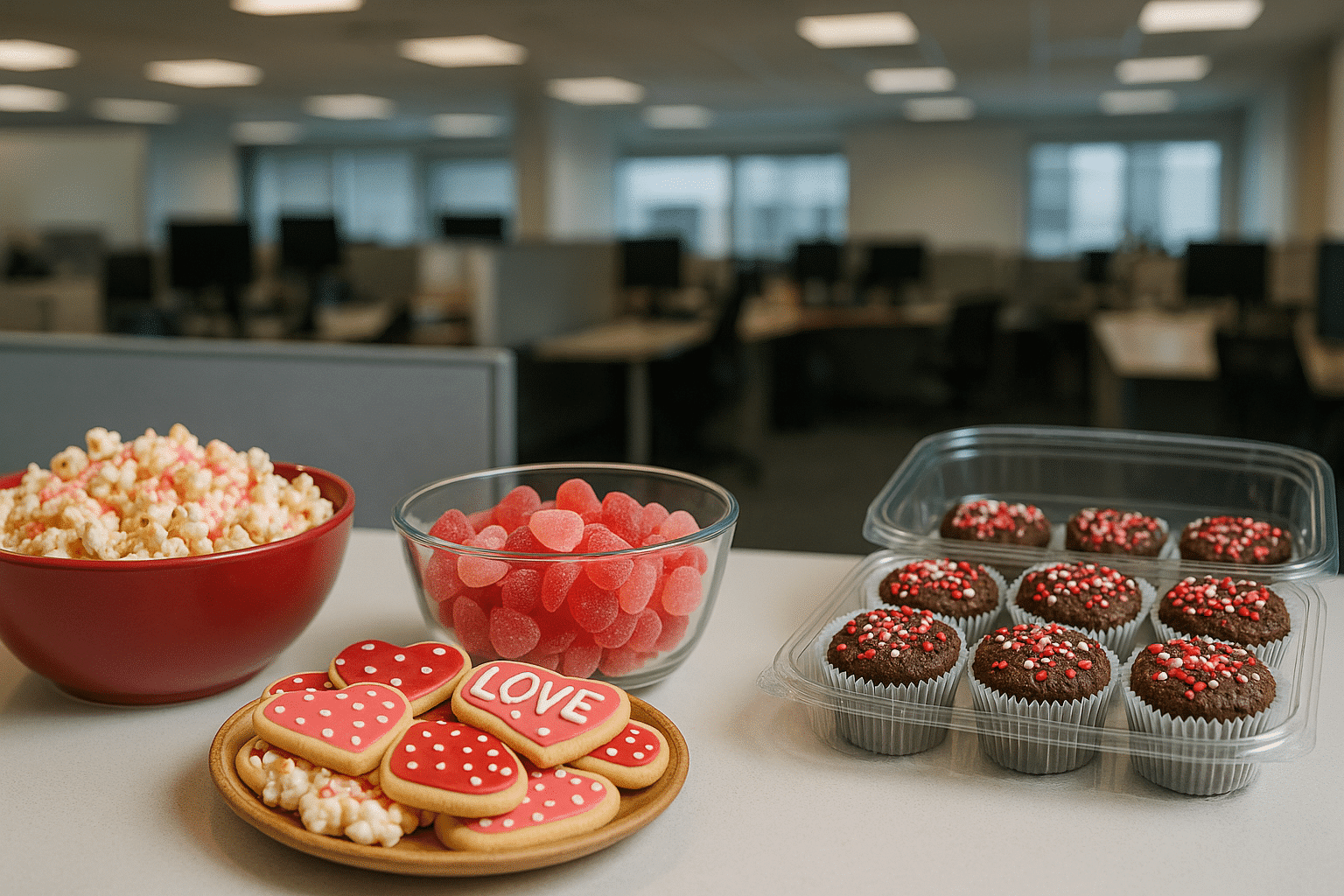 Valentines treats for everyone at the office station