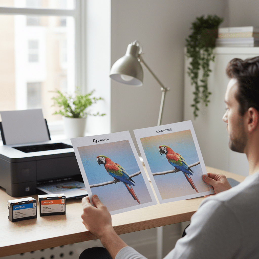 Comparing print quality original versus compatible printer cartridges