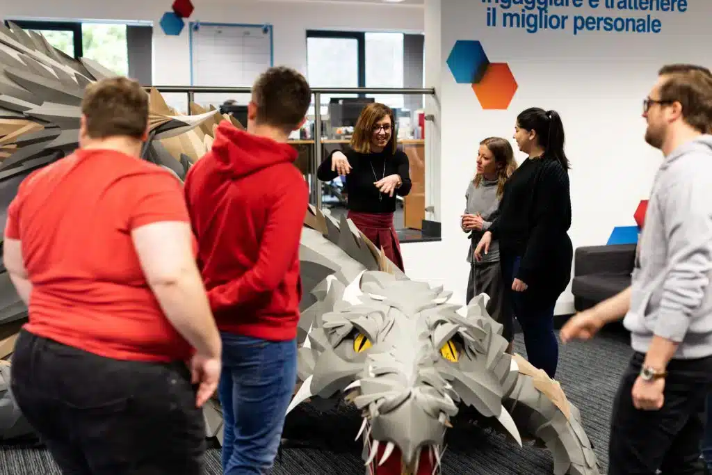 Making a Paper Office Dragon people looking at paper dragon 1024x683